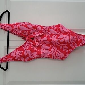 Shade & Shore Red and Pink Floral  Swimsuit Size M